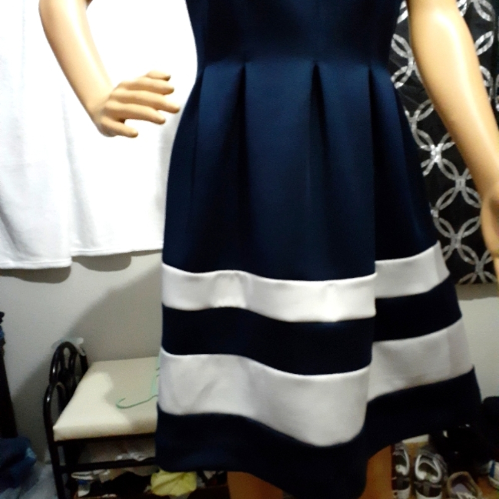 Ladies medium size dress Navy/ White